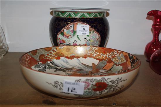 Oriental jardiniere & Satsuma bowl
